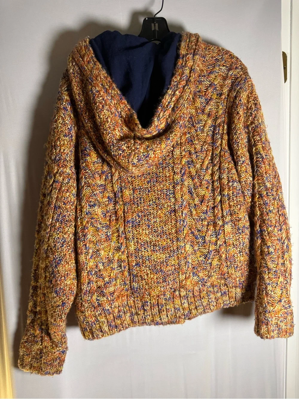 BDG Marled Mustard Multi-Tone Knit Zip Cardigan
